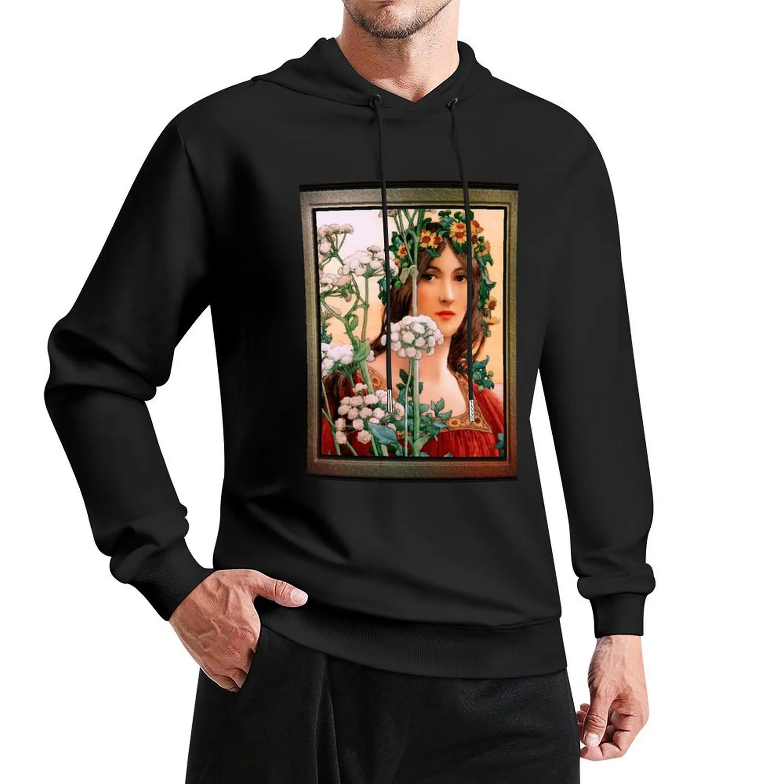 

Our Lady of the Cow Parsley by élisabeth Sonrel Vintage Art Pullover Hoodie men's clothing hoody