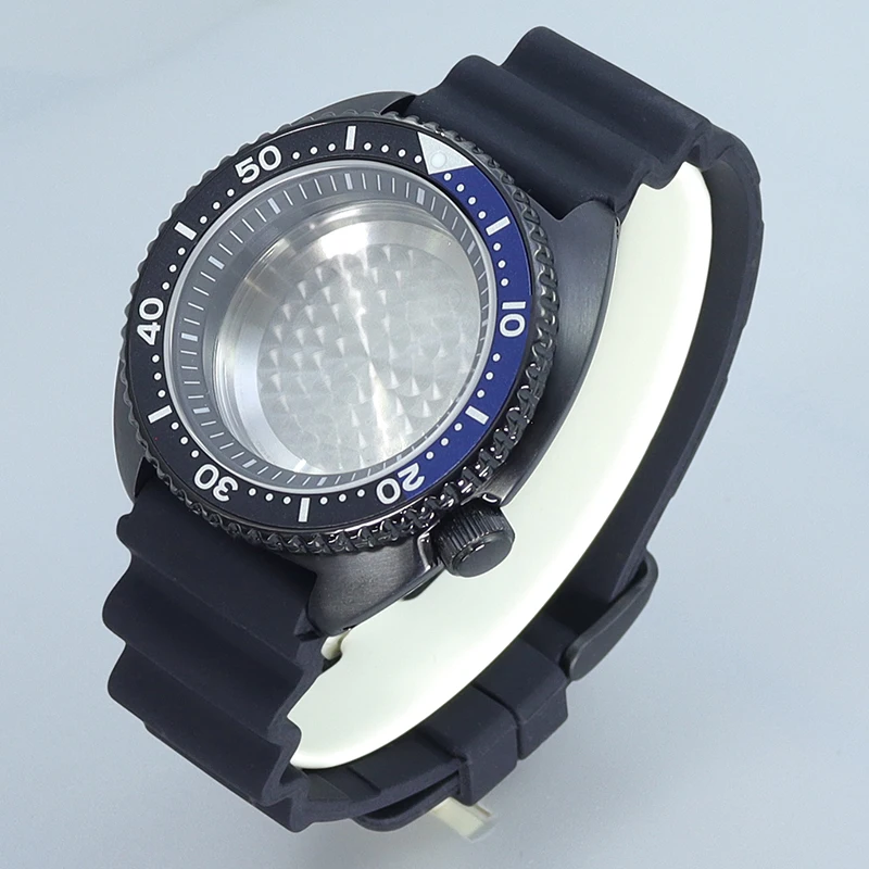 45mm Black Diving Watch Case Sapphire Glass For Abalone Seiko NH35 NH36 NH34 NH38 Movement Mechanical Watch Assemble Accessories