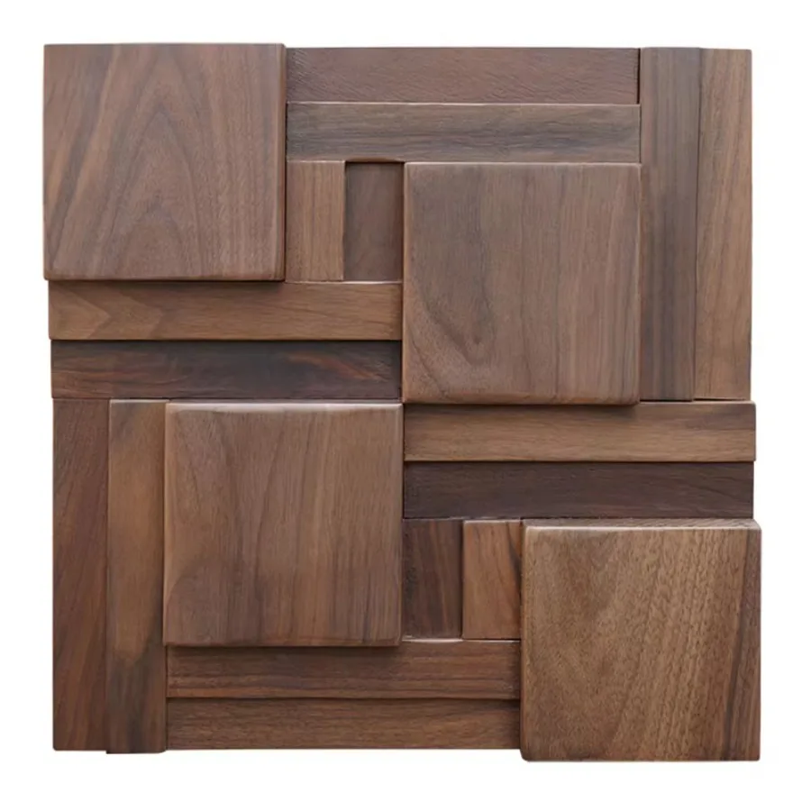 Black Walnut Log Solid Wood Mosaic Tile Square Mosaic Background Sofa TV Background Wall Decoration Art Acoustic Diffuser Panel