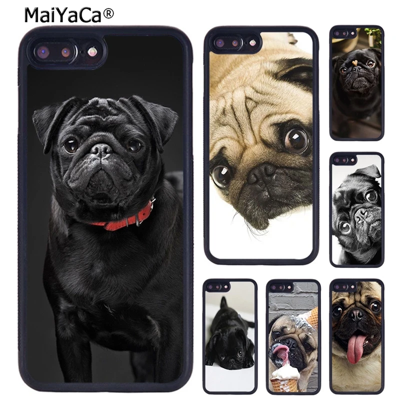 MaiYaCa Animal Black Pug close up Phone Case For iPhone 16 15 14 plus 11 12 13 Pro  XR XS max coque Cover Shell