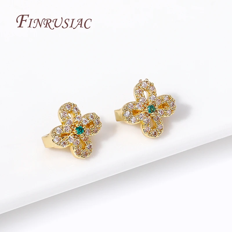 Conector en forma de flor de circón con incrustaciones chapadas en oro de 18K, separadores de 2 agujeros, accesorios para pulseras, cuentas espaciadoras, fabricación de joyas DIY