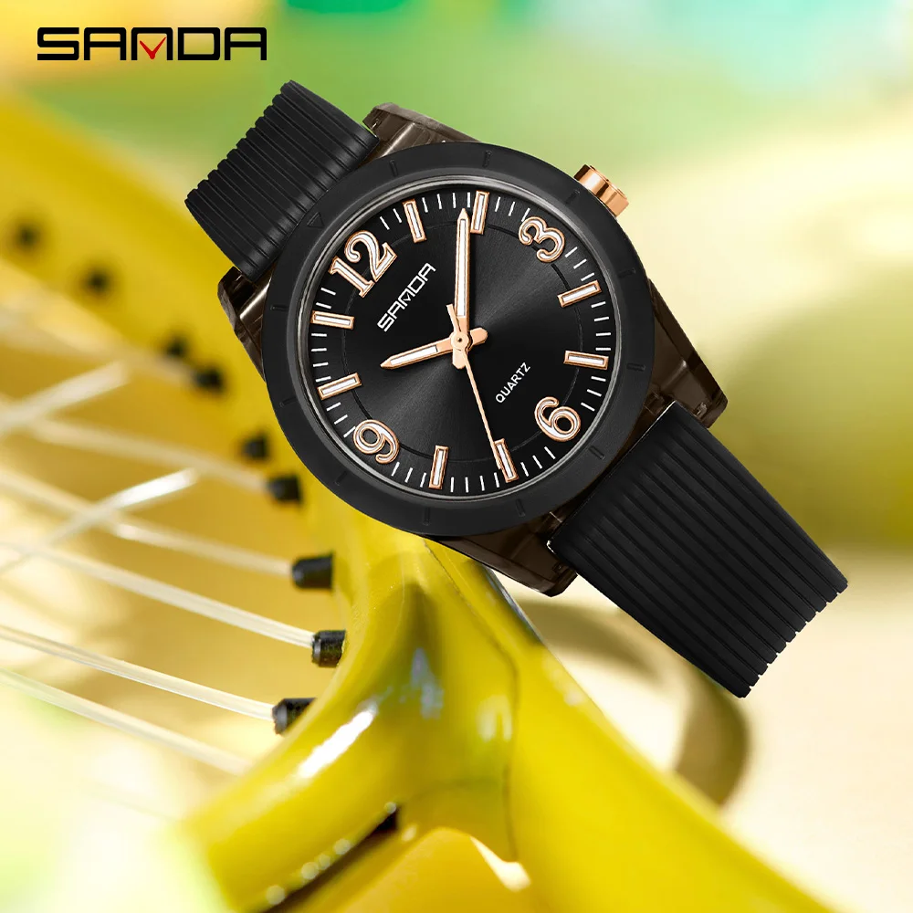 SANDA العلامة التجارية الجديدة 6277 حافظة شفافة للأطفال ساعة كوارتز عالية الجودة مقاوم للماء مضيئة الأيدي طالب الساعات الرياضية