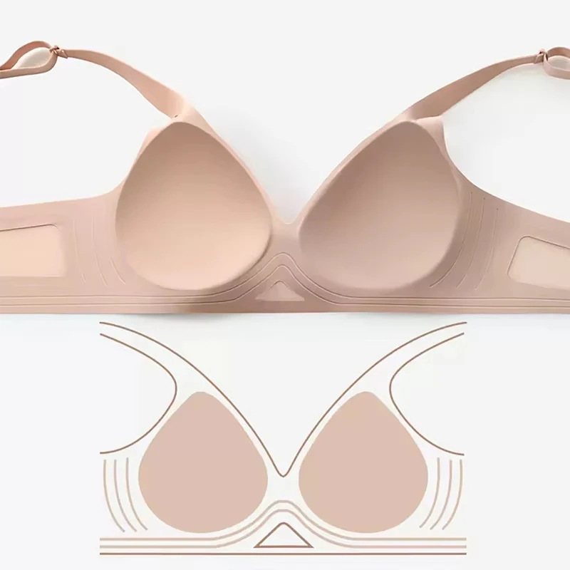 2Pcs/Set Deep V Seamless Bras Women Hollow Out Wireless Brassiere Soft Padded Brasiere Female Push Up Underwear Stretch Lingerie