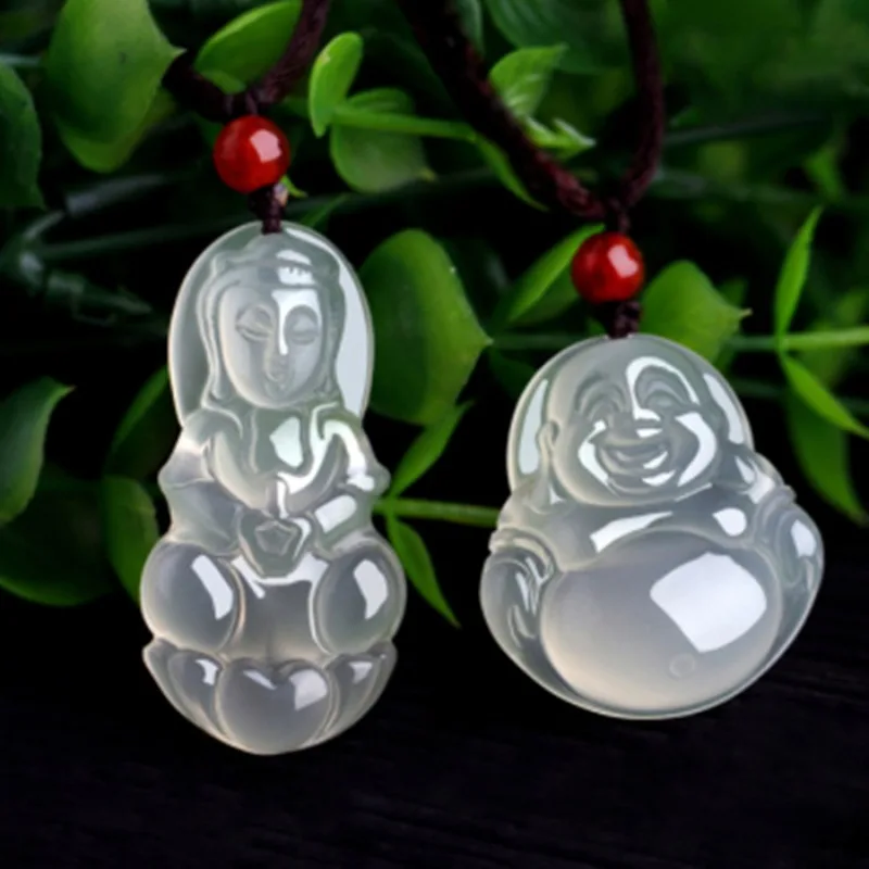 White Jade Marrow Pendant Pendant, Safety Buckle, Guanyin Buddha Pendant Necklace, New Style for Men and Women