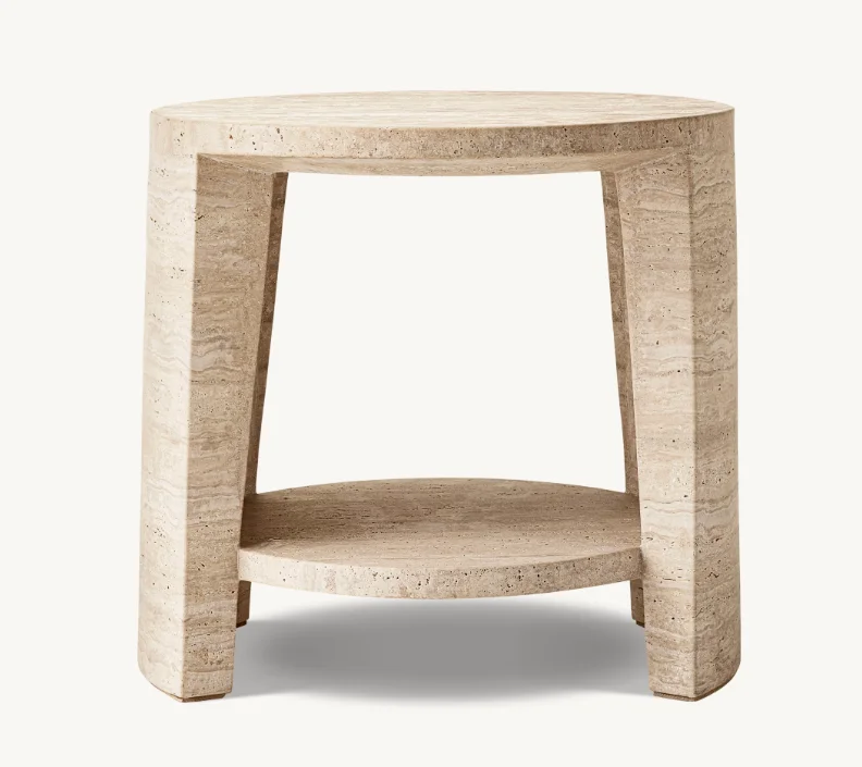

# Modern Customized Size Furniture Living Room Handcrafted Carved Travertine Side Table