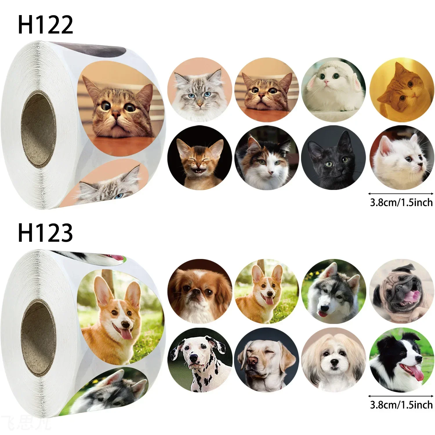 

1000 Rolls 3.8CM Animal Cute Wall Sticker Pet Thanksgiving Decoration Self-Adhesive Stickers in Size Children's Cute Sticker