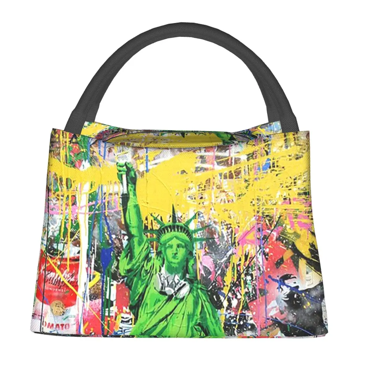 Statue Of Liberty Holding Paintbrush Lunch Bags Insulated Bento Box Lunch Tote Picnic Bags Thermal Bag for Woman School