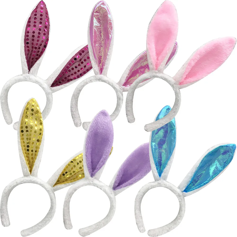 

6Pcs Rabbit Ears Headband for Women Girls Bunny Ear Hair Accessory Easter Birthday Party Cosplay Festival Costume Headpiece