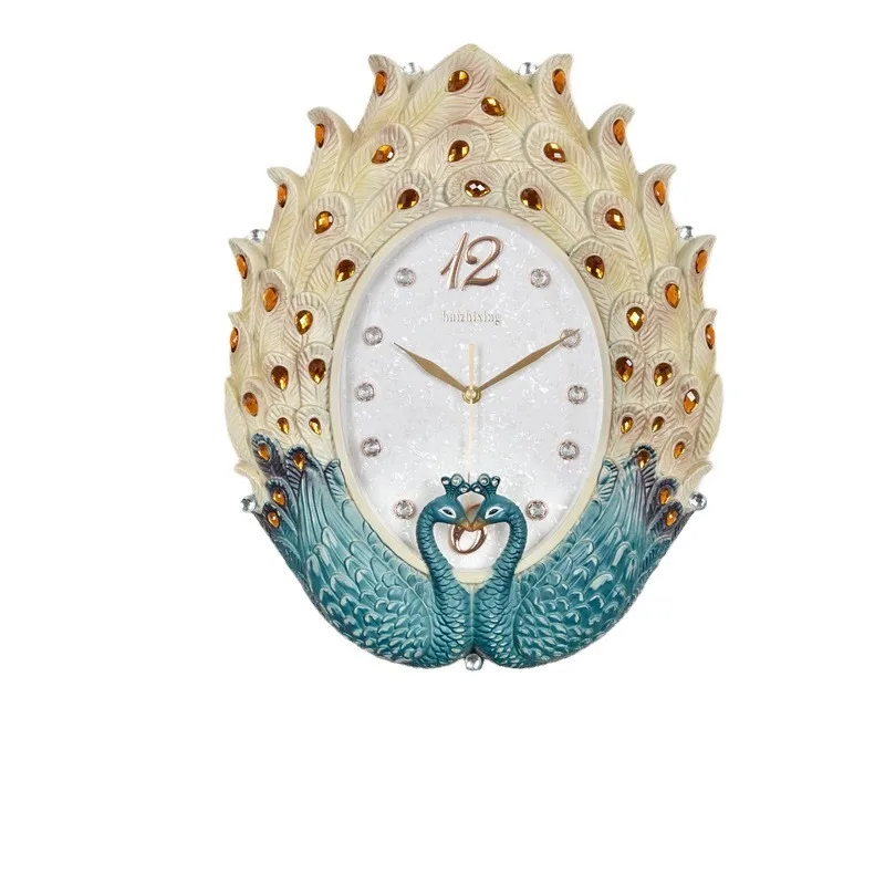 

Европейские настенные часы для гостиной, креативная мода, бесшумное искусство, простые роскошные настенные часы с павлином, качели