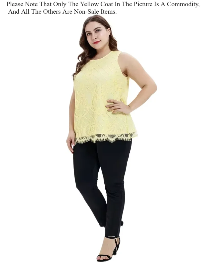Plus Size Women\'s Lace Vest Loose and Casual Knitted Top for Plump Sisters