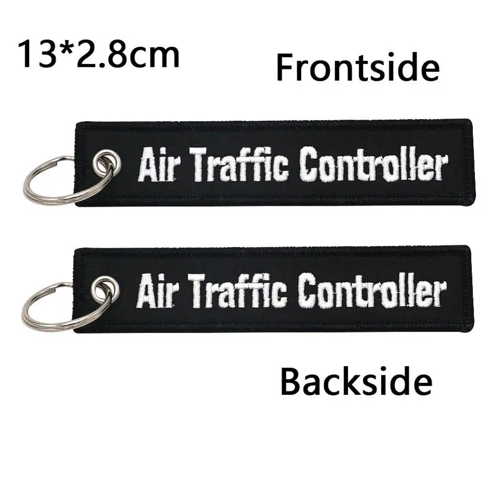 Air Traffic Controller Embroidery Keychain with Keyring for Pilots