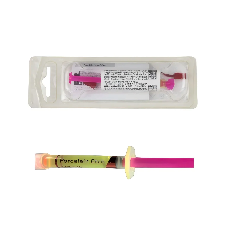 

Ультрадентальный адгезив-гель ULTRADENT Porcelain Etch для фарфоровых виниров, коронок и мостовидных протезов: высокоэффективные стоматологические материалы для ремонта
