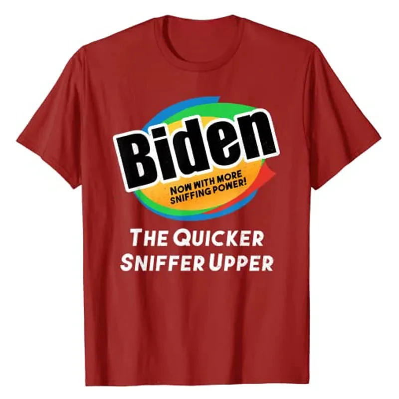 Political Jokes Tee Tops Women Men Clothing Pro Trump Clothes Gifts Funny Anti Joe Biden Sniffing Vintage T-Shirt men clothing