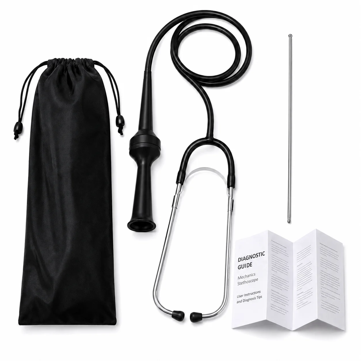 Mechanics Stethoscope Automotive Engine Noise Diagnostic Tool Car Motor Noise Finder 275mm Extension Probe Storage Bag Guide