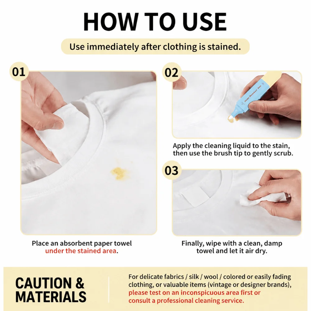 New 12ml Stain Remover Pen With Brush Head Instant Oil Remover Stick Double Head Portable Emergency Stain Remover Clothes Care