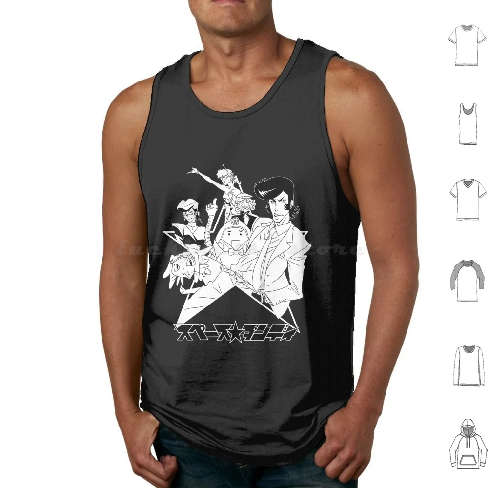 Space Dandy Tank Tops Vest Sleeveless Space Dandy Anime Manga Dandy Meow Honey Dr Grel Adelie Qt Scarlet Admiral Perry Sci Fi