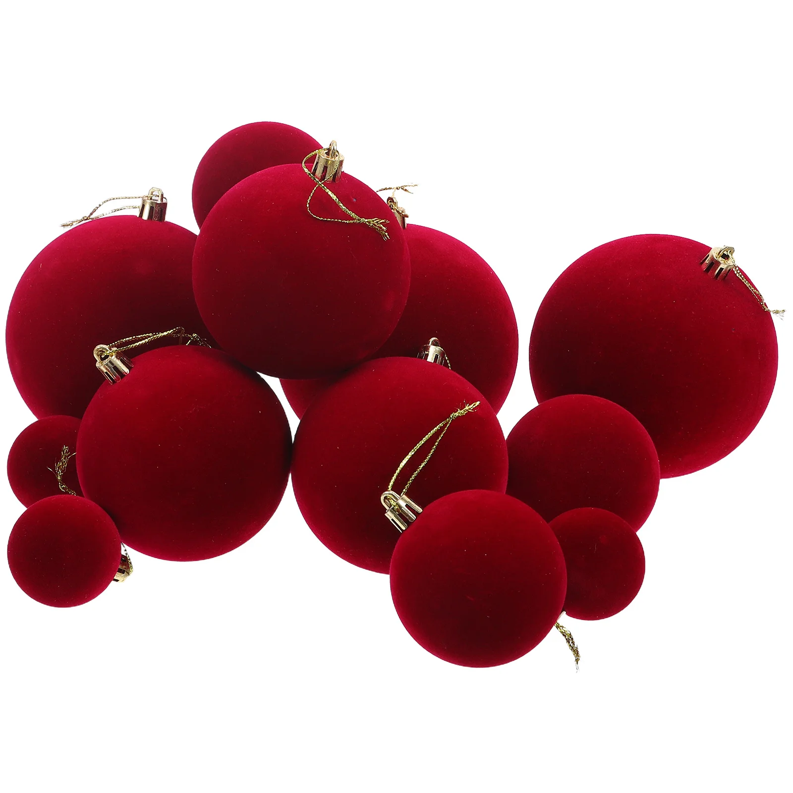

12Pcs Valentines Day Ball Ornaments 4Cm 6Cm 8Cm 10Cm Flocked Round Red Baubles for Christmas Tree Wedding Hanging Decor Festive