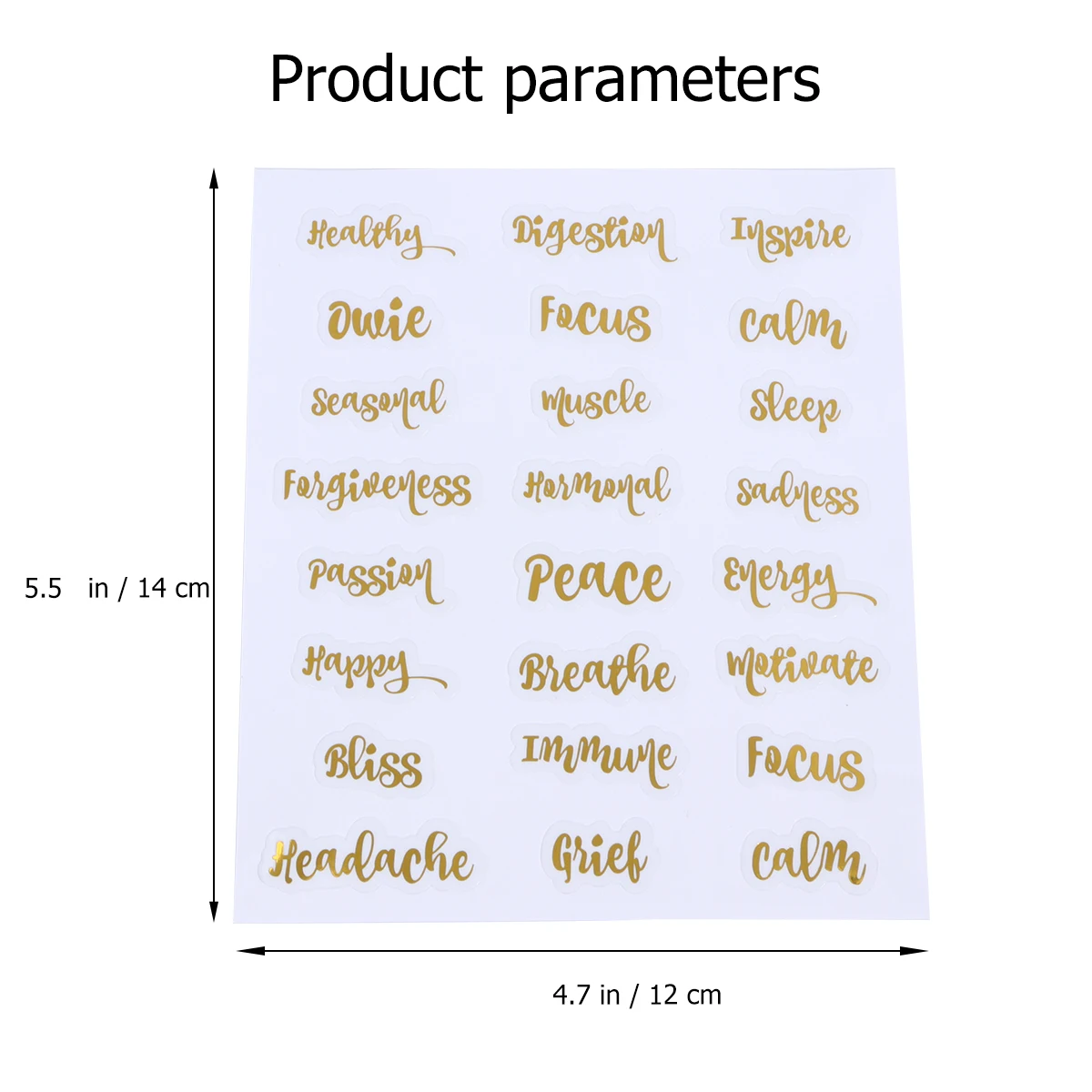 Essential Oil Bottle Labels Waterproof Adhesive Sticker Decals Golden For Oil Bottles Smooth Surfaces Stickers