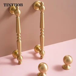 Tinyhob European Style/Vertical Lines Solid Brass Gold Drawer Knobs T Bar Handle Bedroom Pulls Kitchen Cabinet Door Handle Pull