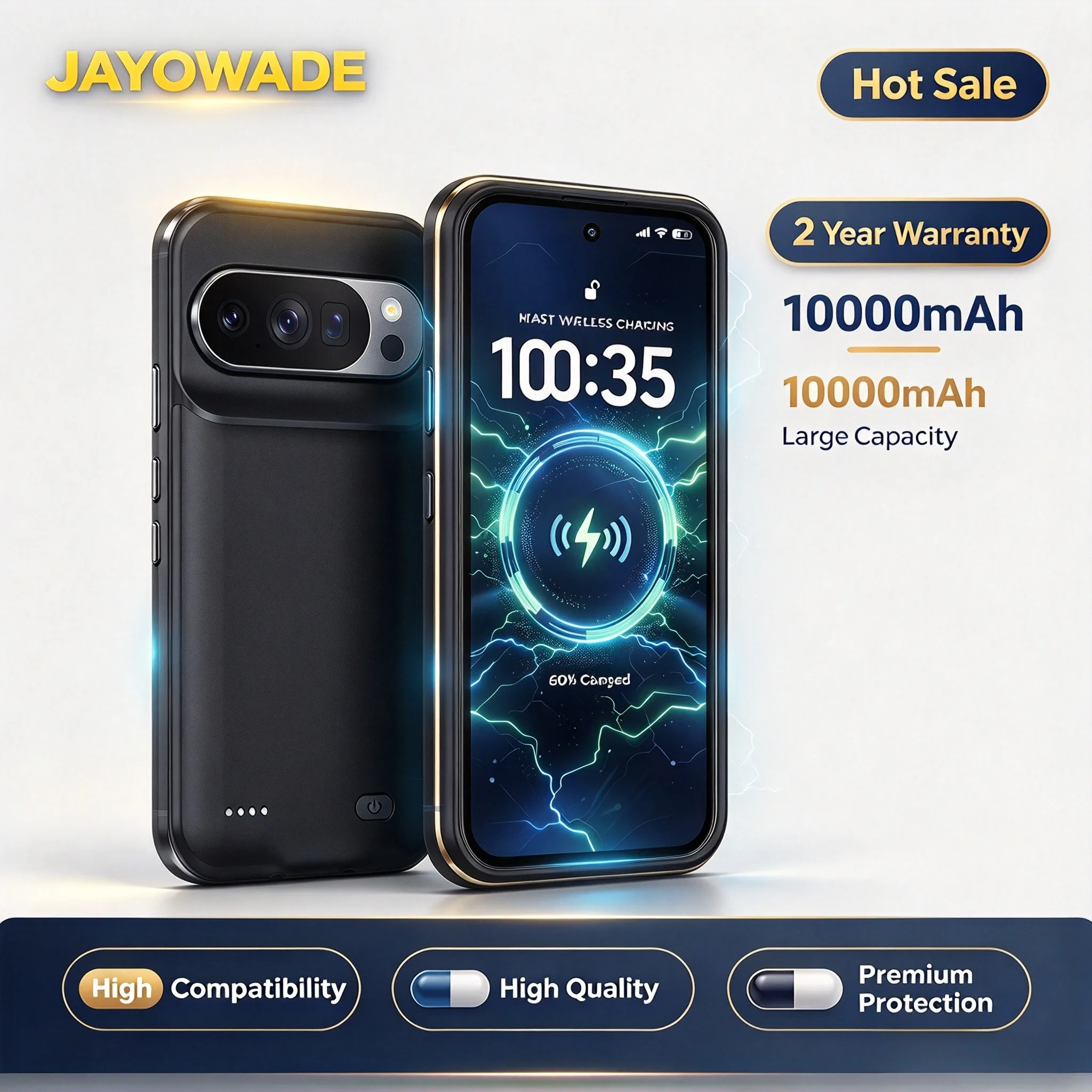 10000Mah Battery Charger Case For Google Pixel 9 Pro XL Power Case Pixel9 Power Bank For Google Pixel 9A Pro XL Battery Case