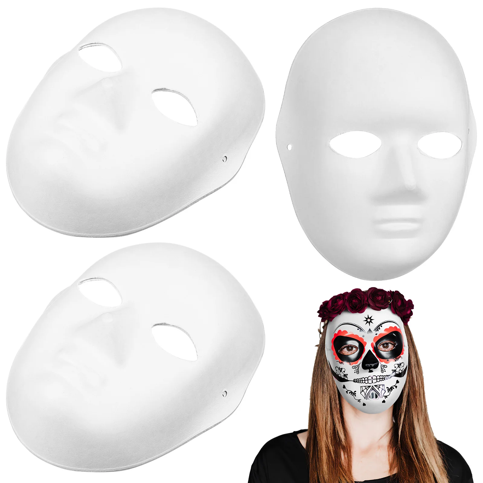 5 Pcs Paper Masks 21x17cm DIY Blank White Masquerade Mask Resin Craft Halloween Costume Women Party Decorate Adult