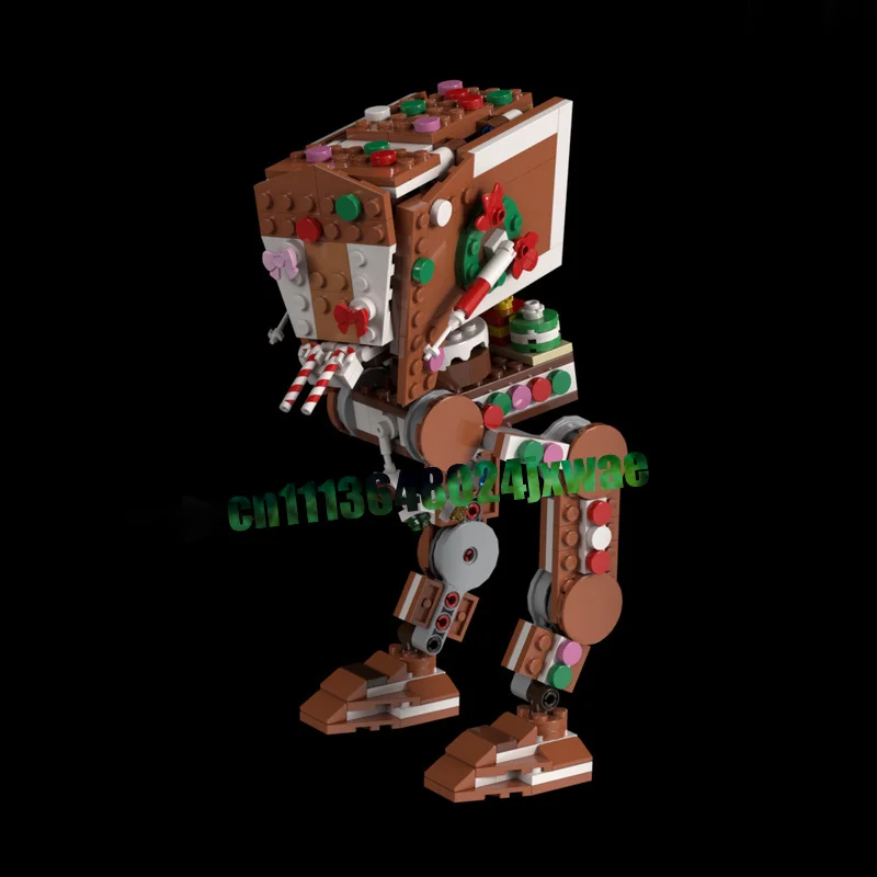 NEW 398PCS Gingerbread Walker Robot MOC Building Blocks Holiday Robot Model DIY Creative Assembly Educational Toy Display Gifts