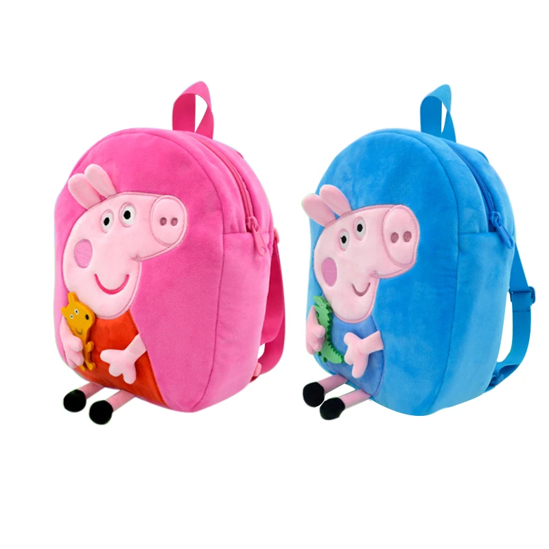 Peppa Pig Plush kindergarten Single shoulder bag Backpack soft stuffed George wallet Candy Toy pink student Girl child kids Gift