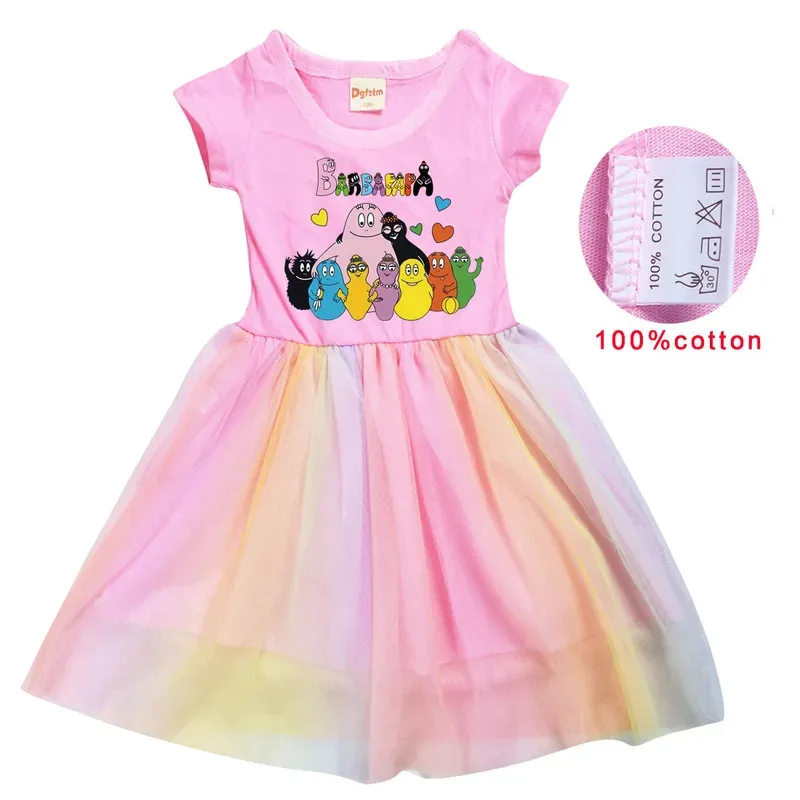 2022 صيف جديد تي شيرت فستان Barbapapa بنات توتو فستان زي الهالوين التأثيري الأميرة الاطفال الفتيات فساتين حفلات أعياد الميلاد
