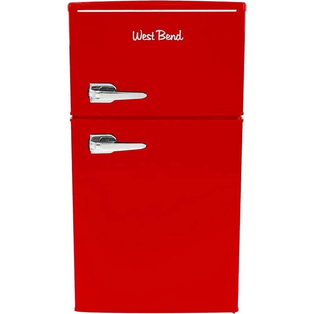 Mini Fridge with Freezer Retro-Styled for Home Office or Dorm, Manual Defrost and Adjustable Temperature, 3 Cu.Ft, Red