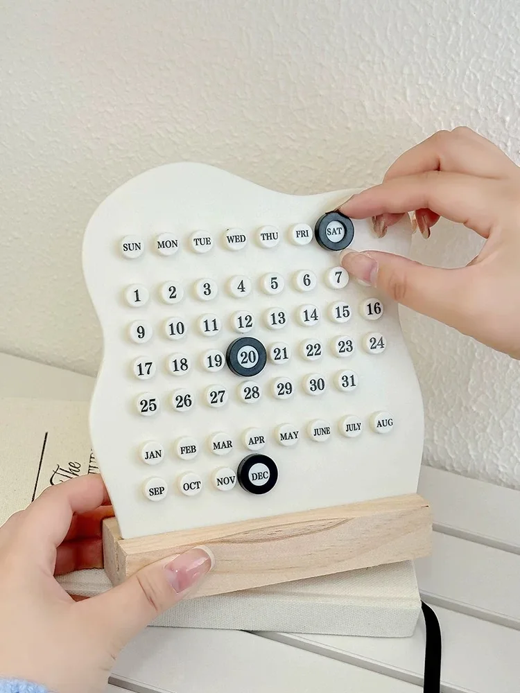 خشبية DIY سحابة حلقة التقويم لطيف أجندة مكتبية /رزنامة مكتبية قابل للتعديل أسبوع شهر تاريخ عرض التقويم مكتب مكتب منزلي الديكور