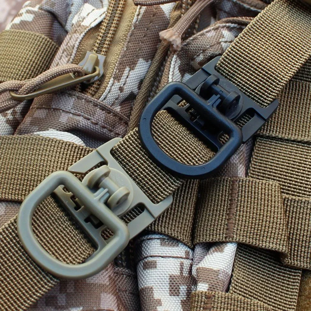 4Pcs 360 Rotation D-Ring Clips Tactical Bag Accessories for MOLLE Webbing Attachment Backpacks D-Ring Grimloc Locking D-Ring