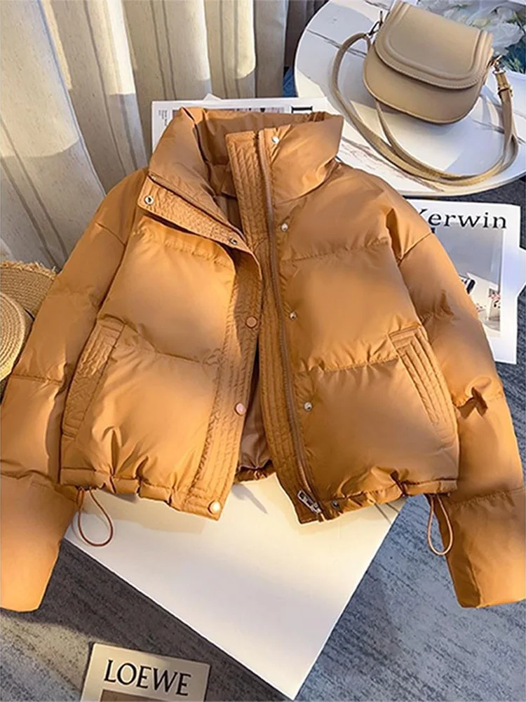 

Sli Stand Collar Thiened Women's Cotton Jaet ort Winter 2025 New ular Versatile Women's Zipper Closure Long Sve