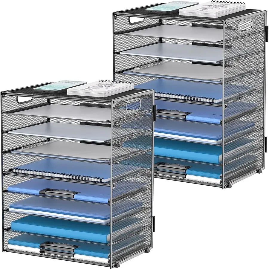 

9Tier Paper Letter Tray Desk Organizer with Handles, Mesh File Holder Organization, Paper Sorter Desk Organizer for Office Home