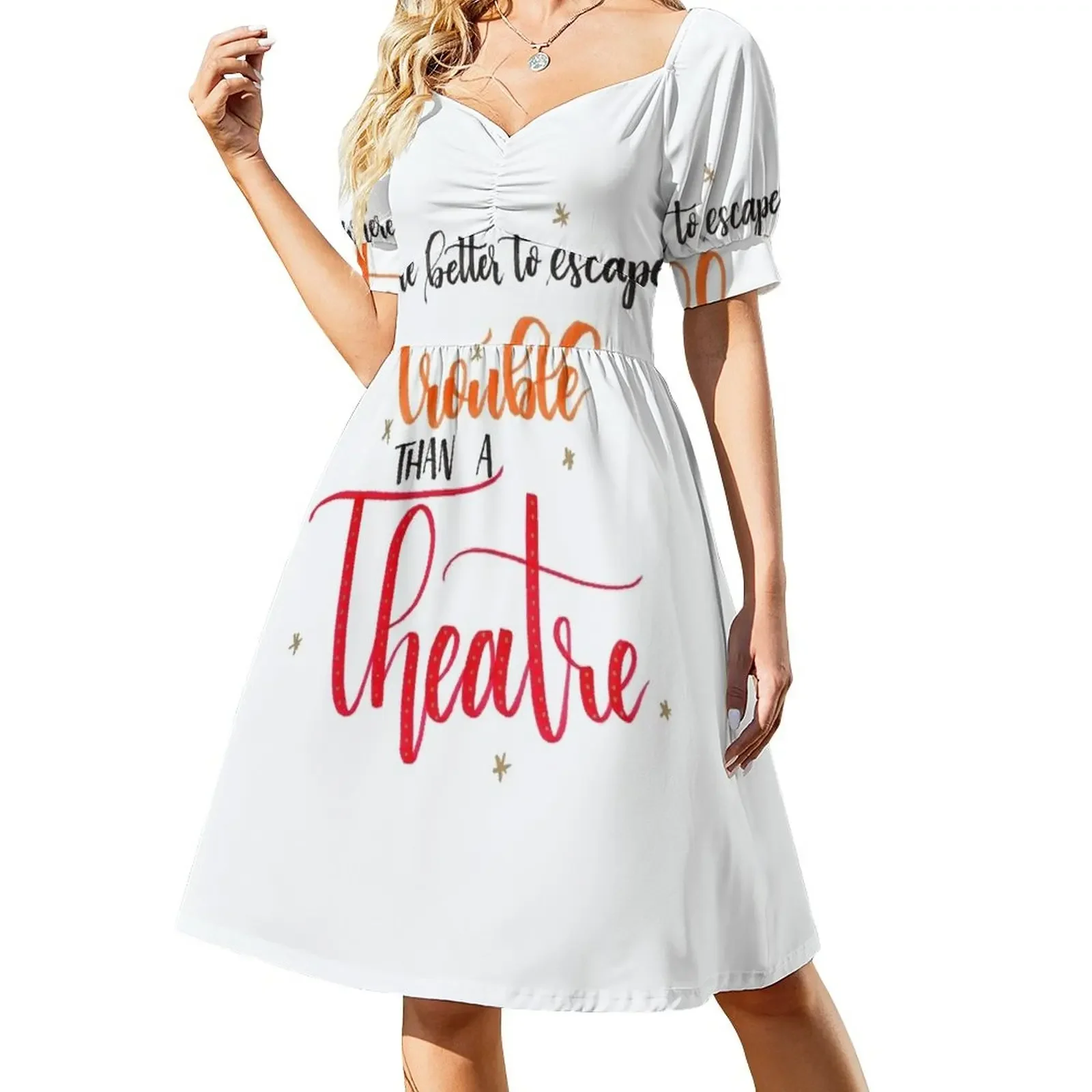 

Where Better to Escape Trouble than a Theatre Short-Sleeved Dress sexy short dresses daring clothes for woman