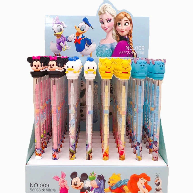 Imagem -06 - Disney Cartoon Silicone Bala Lápis Cut- Desenho Lápis Estudante Escrita Presente Papelaria Material Escolar 56 Pcs por Caixa