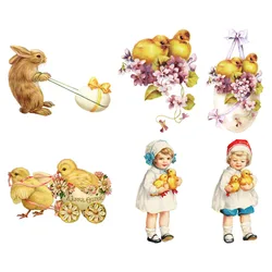 Easter Retro kid charm chick egg car Patches For Clothes T-shirt Jeans Stickers Washable Patches Iron On Heat Transfers Patches