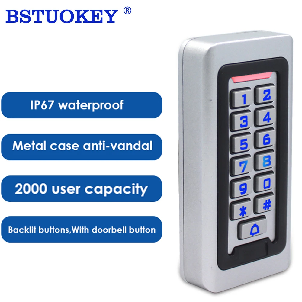 

125Khz Rfid Door Access Control System IP68 Waterproof Silicone Keypad Standalone Proximity Card Reader With 2000 User