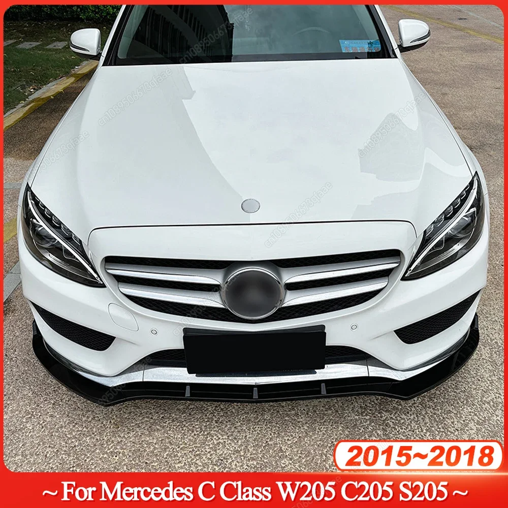 

3Pcs Front Bumper Lip Splitter For Mercedes C Class W205 C205 S205 C160 C200 C180 C300 C400 C450 AMG 2015-2018 Diffuser Body Kit