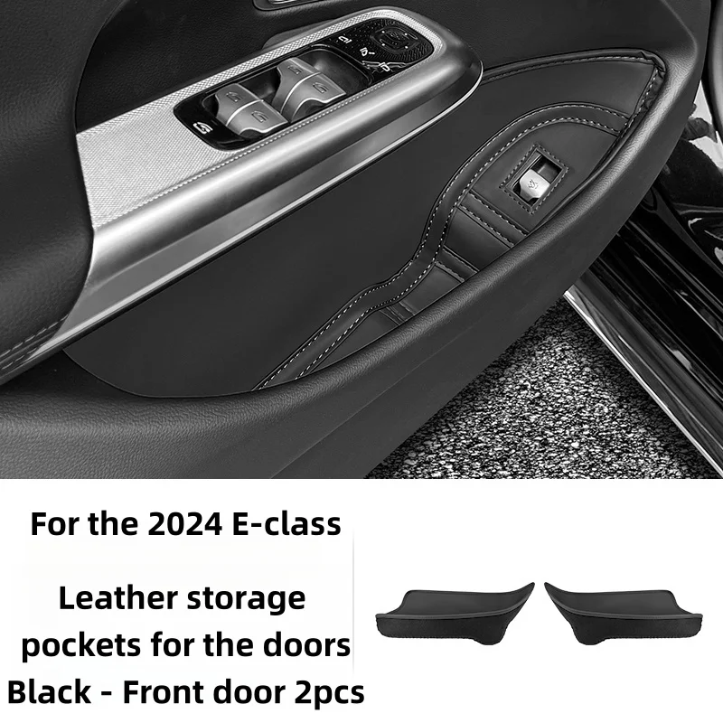 

For Mercedes-Benz 2024-2025 E-Class door storage pockets E260 E300 E350 leather stain-resistant mats storage bags Car accessorie