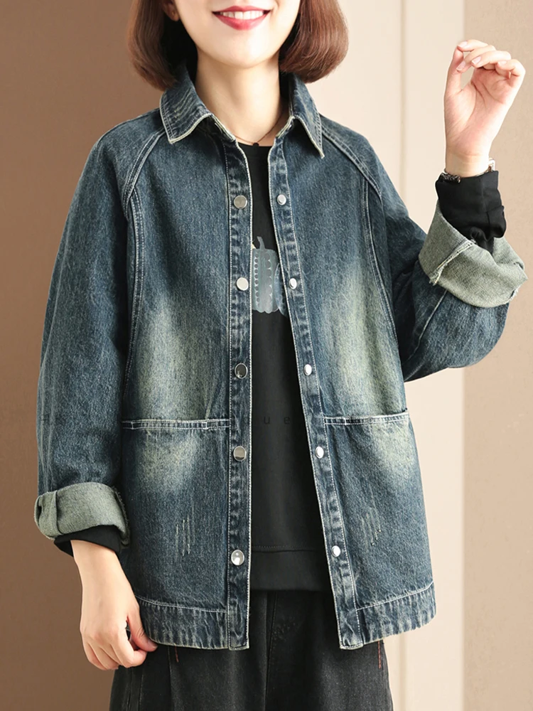 Max LuLu Korean Fall Vintage Denim Coats Womens Fashion Loose Ripped Jackets Ladies Casual Classic Outerwear Big Size Clothing