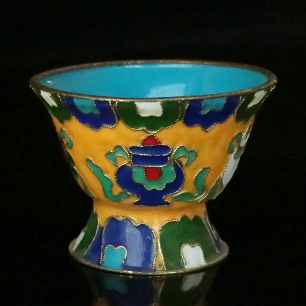 Chinese exquisite Cloisonne Enamel flower bowl hand-made exquisite handicraft