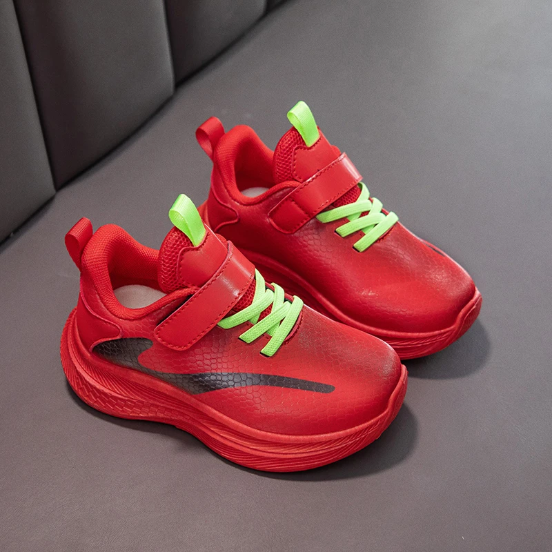 

Красные детские модные кроссовки, легкие нескользящие кроссовки, детская спортивная обувь, удобные повседневные школьные прогулочные кроссовки для мальчиков