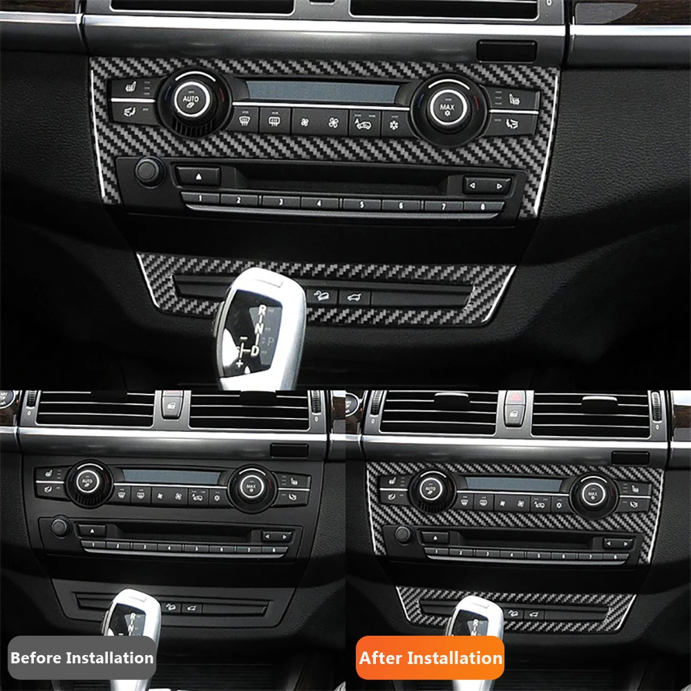 For BMW X5 E70 X6 E71 2008-2013 Car-styling Carbon Fiber Car Central Control CD Panel Decorative Stickers Inter Auto Accessories
