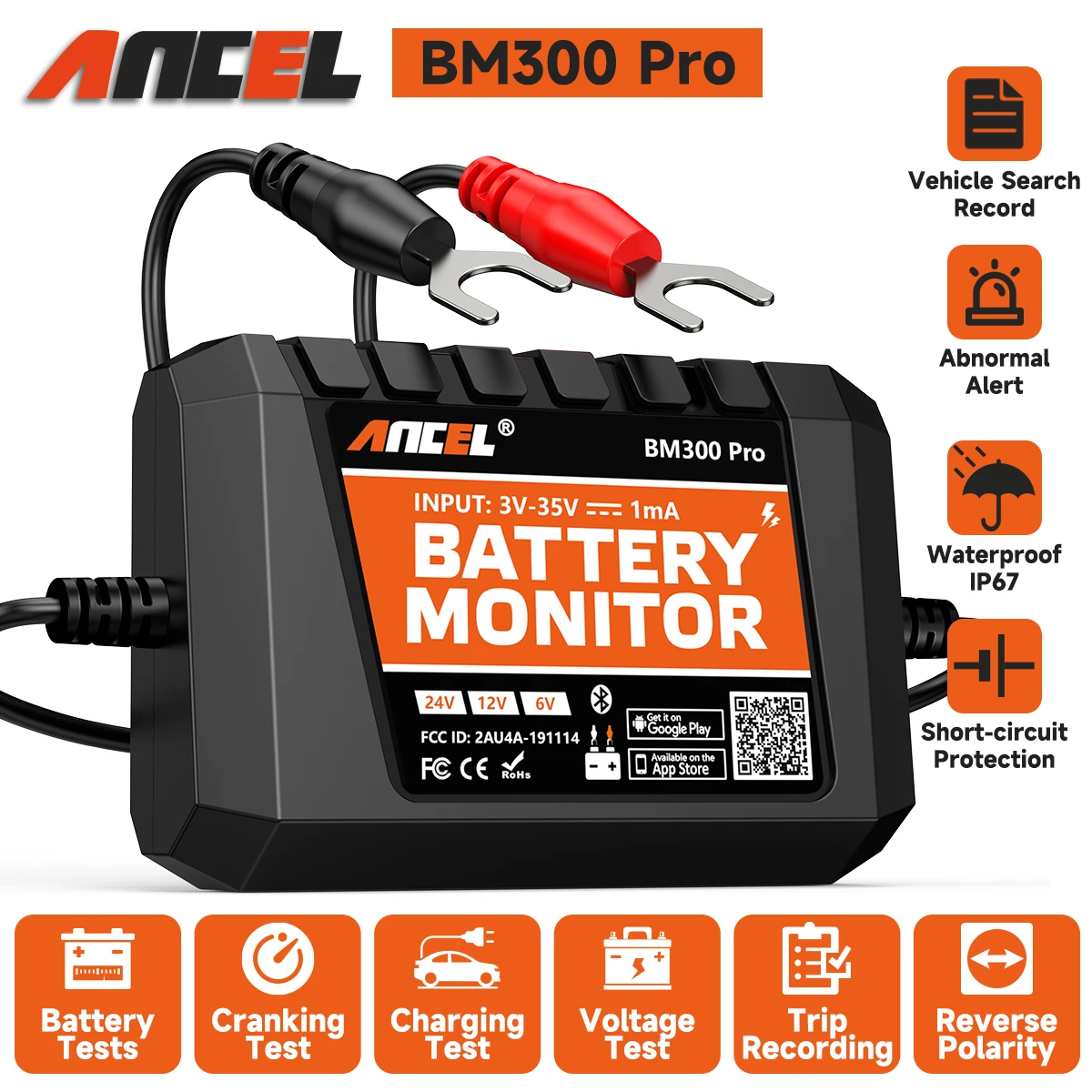 

ANCEL BM300 Pro 6 В/24 В/12 В тестер батареи монитор батареи SOC аккумуляторные инструменты анализатор здоровья инструмент IOS Andoird