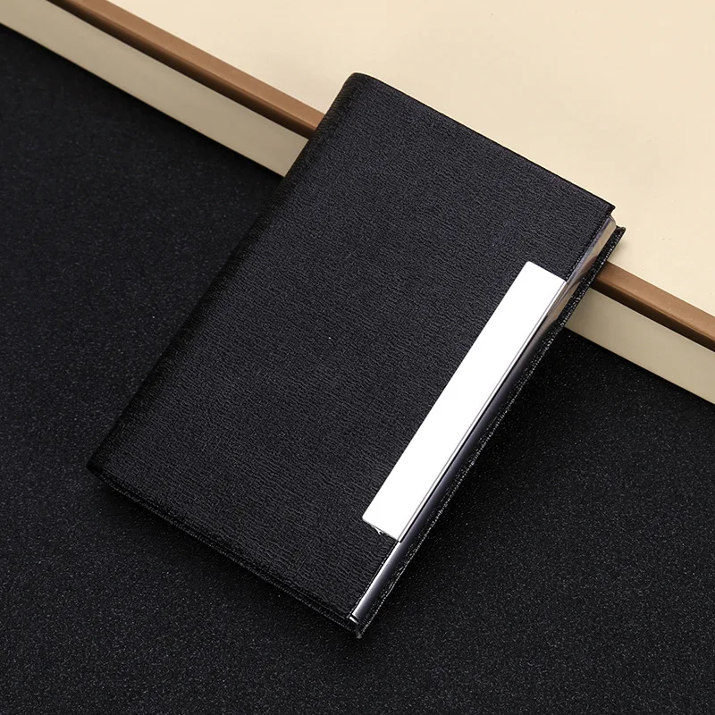 Fashion Stainless Steel Business Card Holder PU Leather Business Credit Card Box Multicolor Colors Buckle Name Card Holder