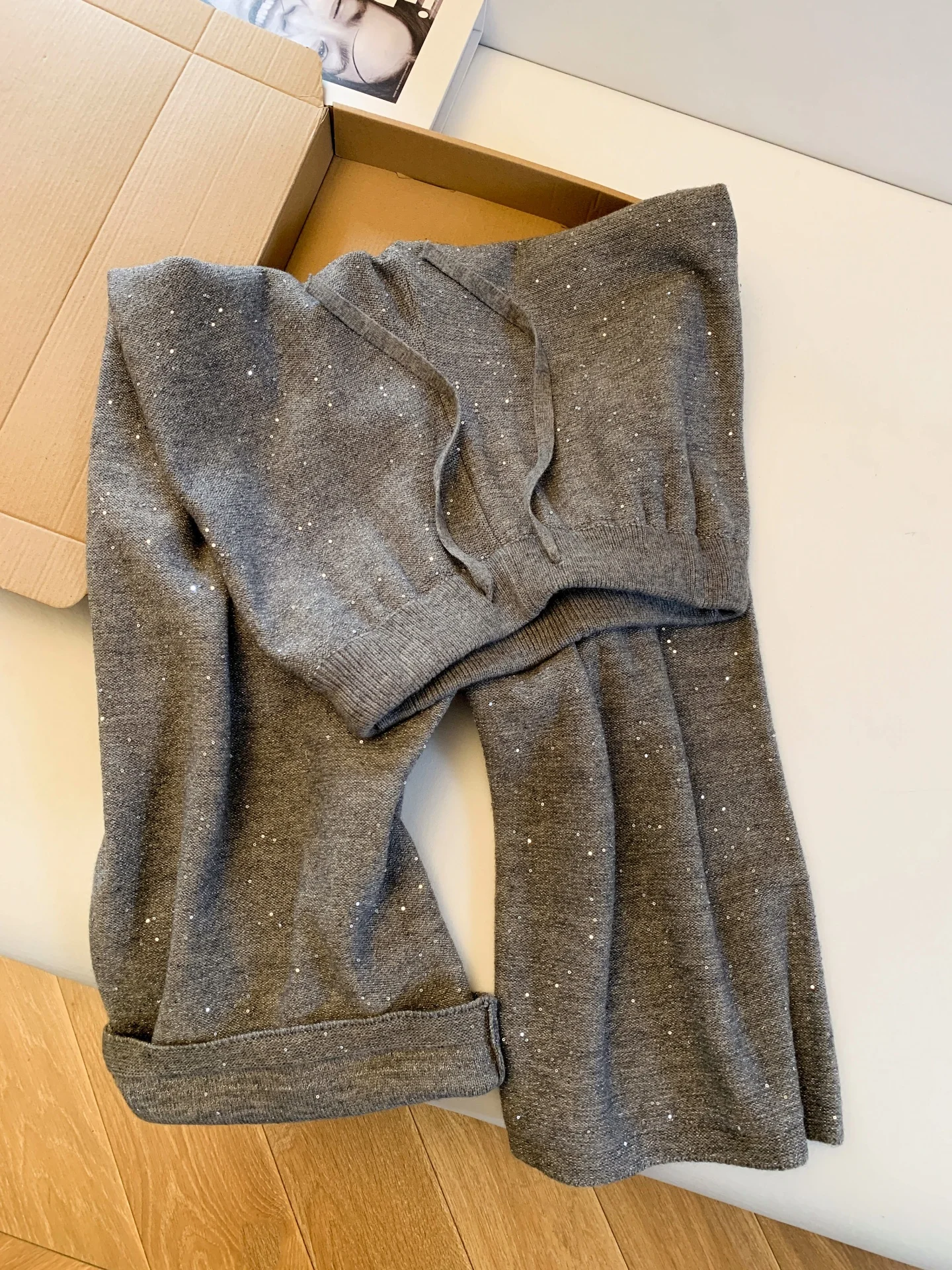 

angHai GuangZhou High Waist Wide Leg Pants Women's Autumn Winter Loose Fit Drapey iny Soft Pants Commute Sle Korean Ver...