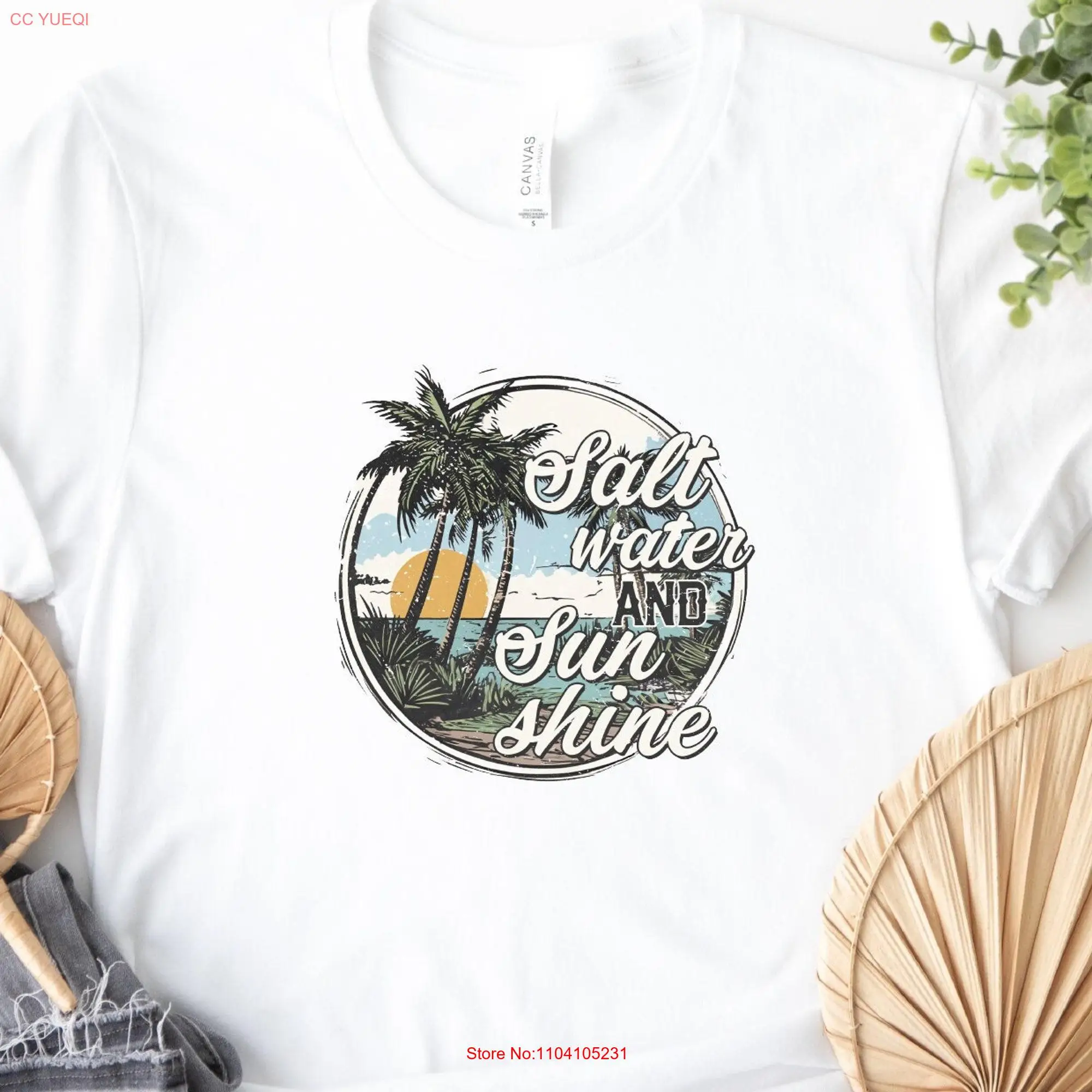 Salt Water and Sunshine T Shirt Summer Retro Vacation Beach Aesthetic Holiday long or short sleeves