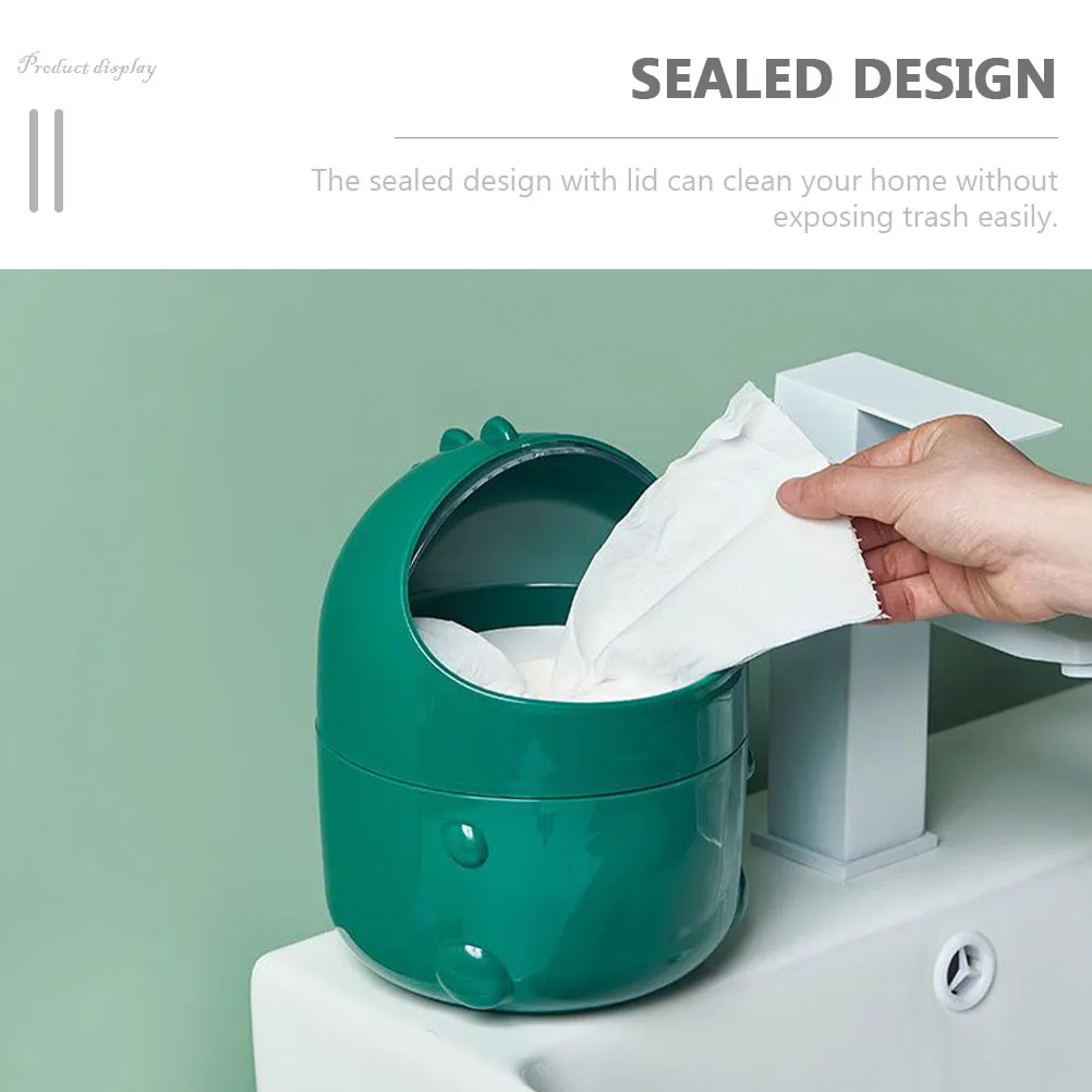 

Flip Top Trash Can Cute Dinosaur Design Household Garbage Bin For Kitchen Bathroom Office Study Lightweight Reusable
