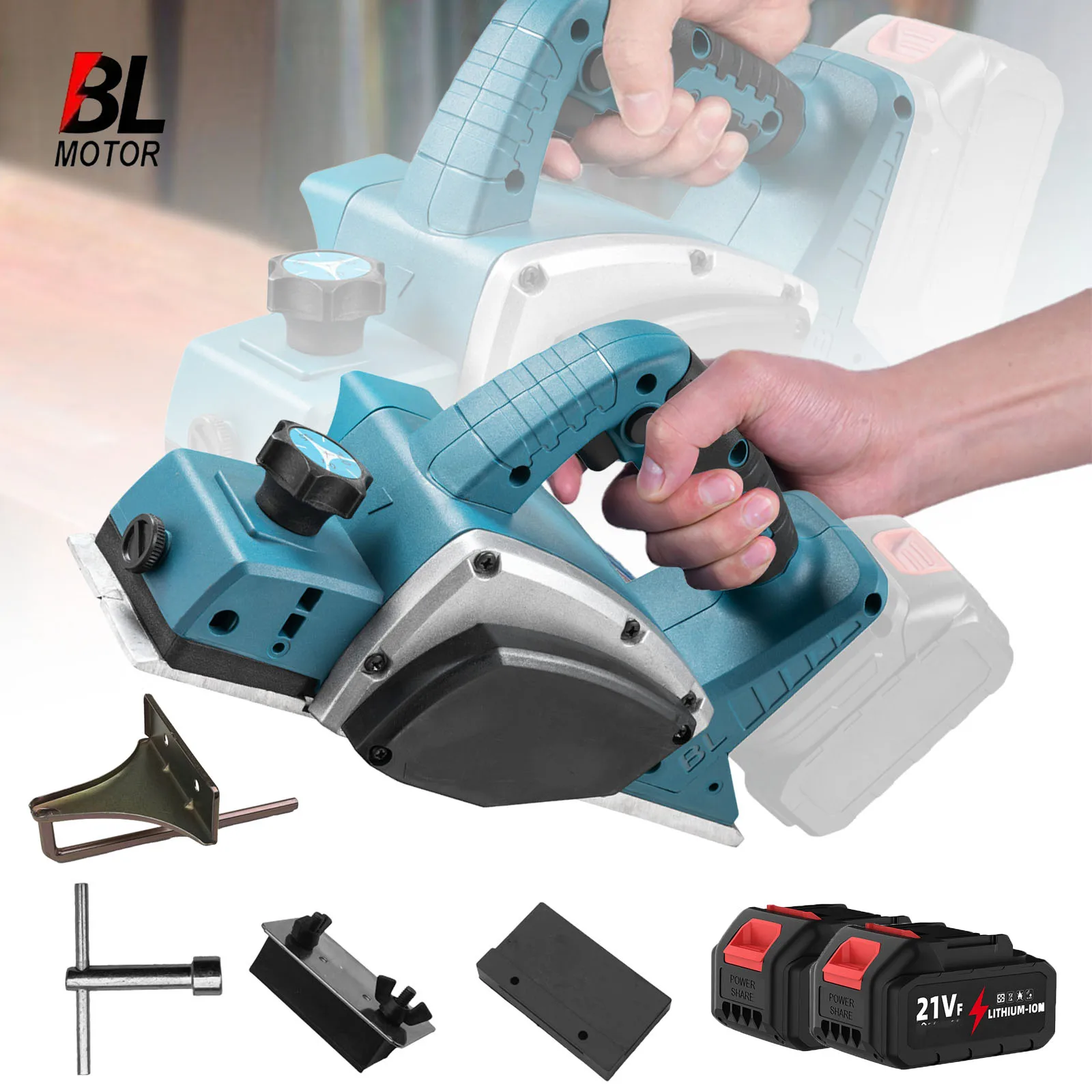 1000W Bürstenloser Elektrohobel 15000 U/min Kabelloser Elektrohobel Handgeführtes Holzhobelwerkzeug DIY Möbel
