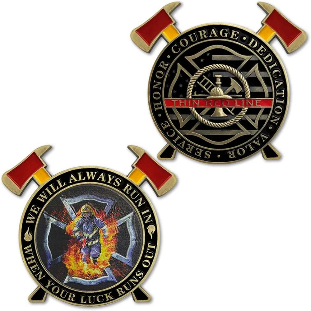 Fire Axe Shape Coin Firefighter Collection Challenge Coin Commemorative Gift